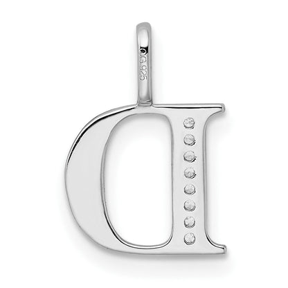 14K Weißgold Anhänger mit echtem Diamant-Buchstaben "D