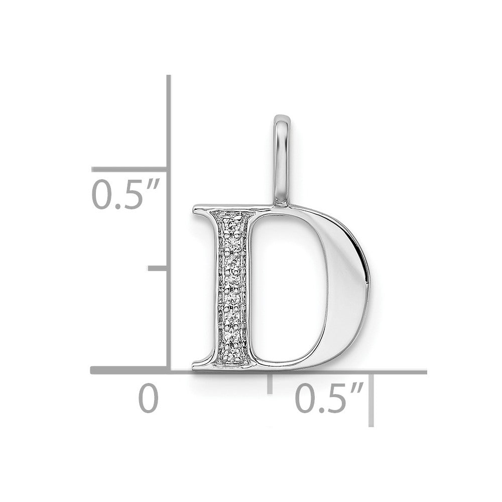 14K Weißgold Anhänger mit echtem Diamant-Buchstaben "D