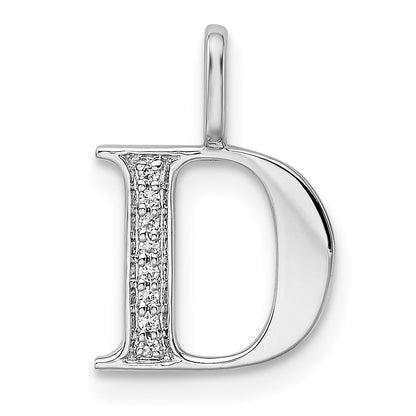 14K Weißgold Anhänger mit echtem Diamant-Buchstaben "D
