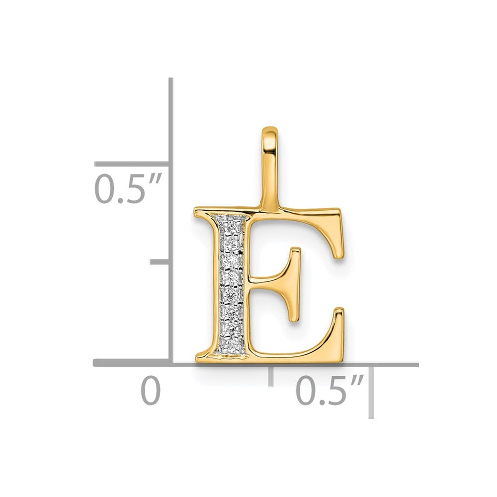 10K Gelbgold 10K Diamant Buchstabe E Initiale Anhänger
