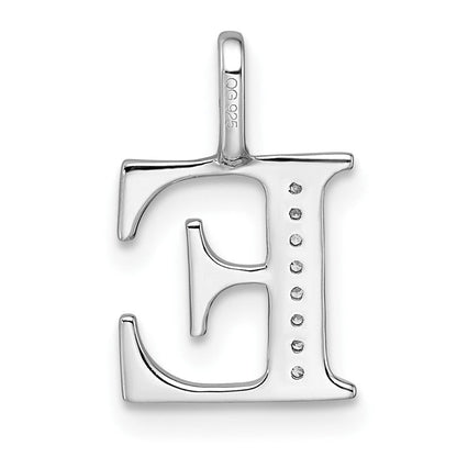 14K Weißgold Anhänger mit echtem Diamant, Initial-Buchstabe E