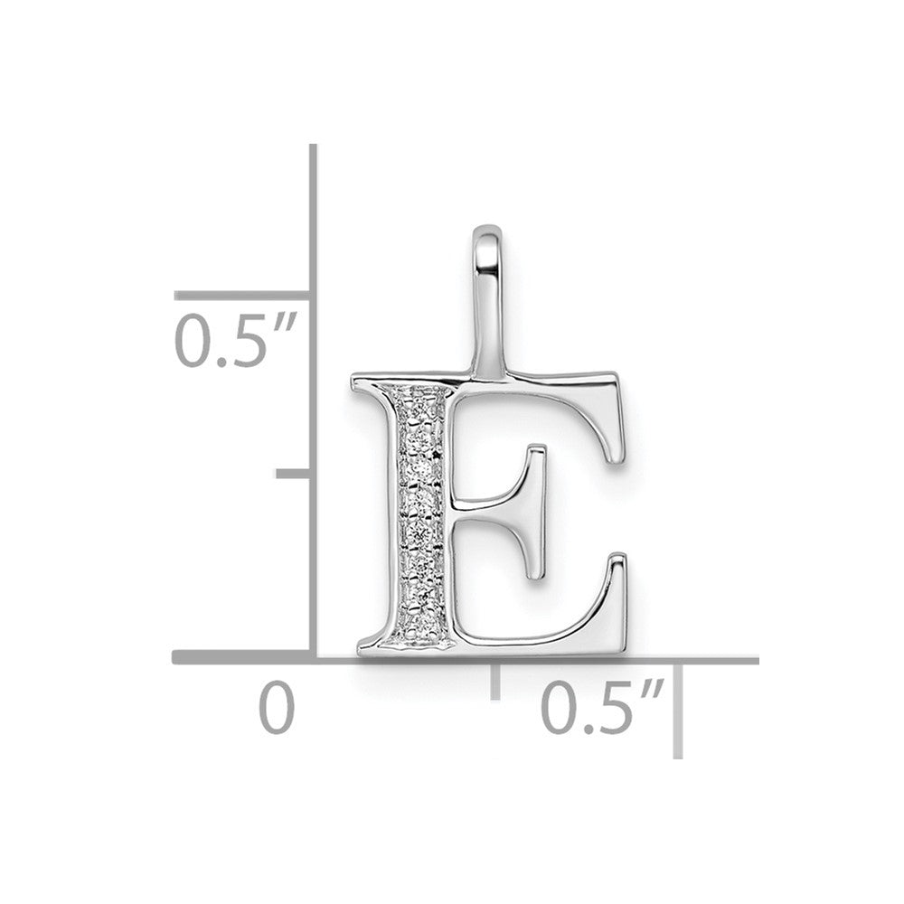 14K Weißgold Anhänger mit echtem Diamant, Initial-Buchstabe E