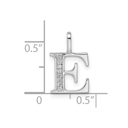 14K Weißgold Anhänger mit echtem Diamant, Initial-Buchstabe E