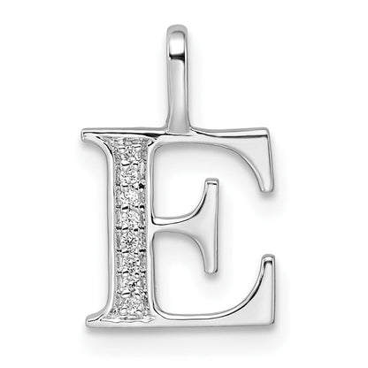 14K Weißgold Anhänger mit echtem Diamant, Initial-Buchstabe E
