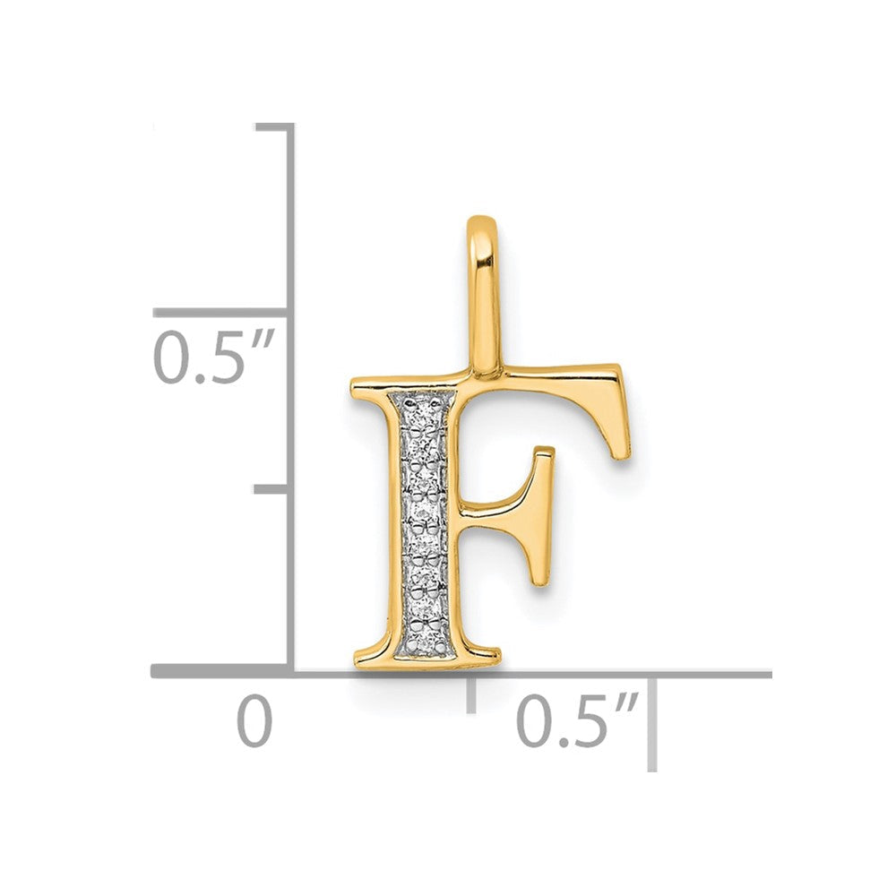 10K Gelbgold 10K Diamant Buchstabe F Initiale Anhänger