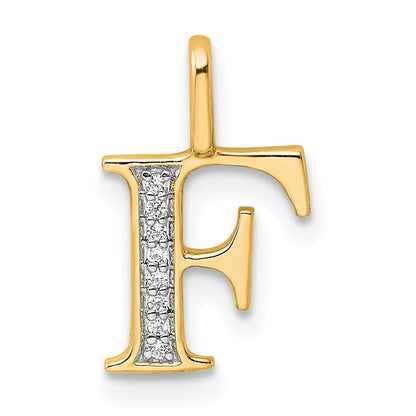10K Gelbgold 10K Diamant Buchstabe F Initiale Anhänger