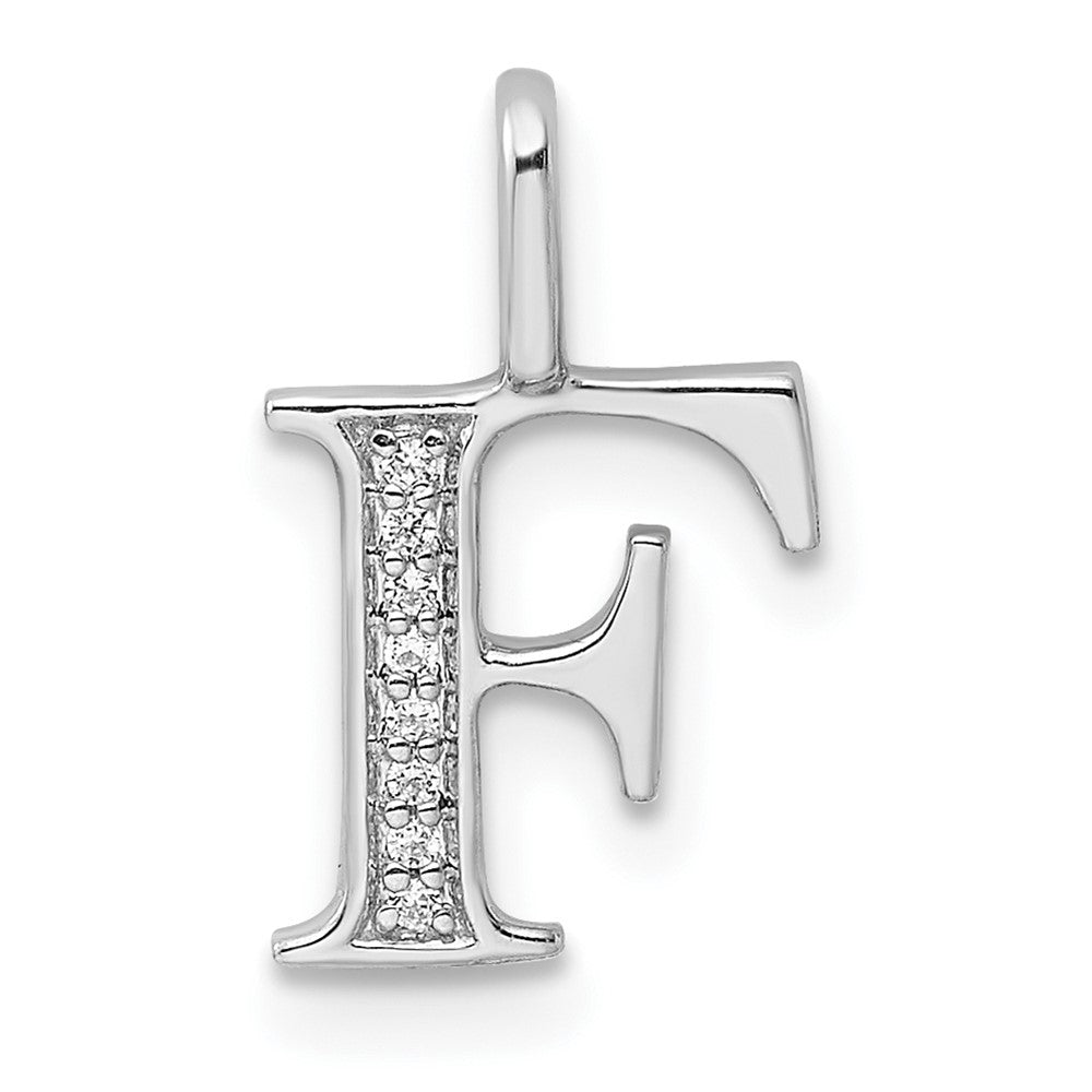 14K Weißgold Anhänger mit echtem Diamant-Buchstaben „F“