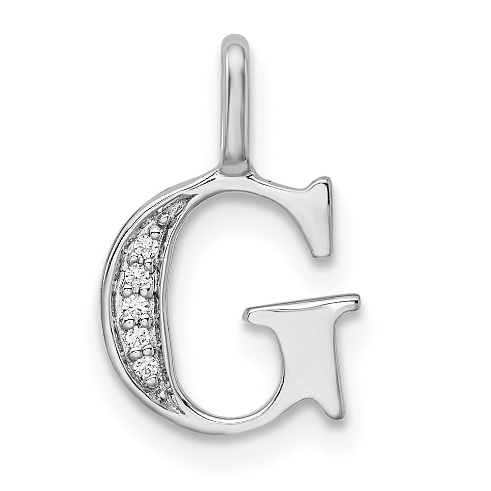 14K Weißgold Anhänger mit echtem Diamant-Initial-Buchstaben "G