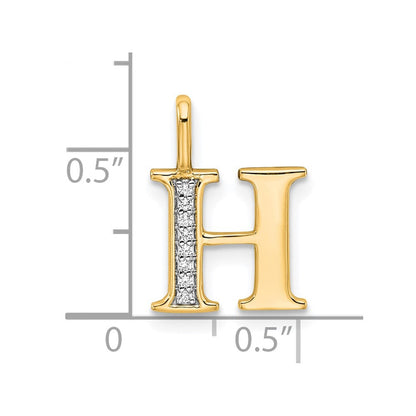 10K Gelbgold 10K Diamant Buchstabe H Initiale Anhänger