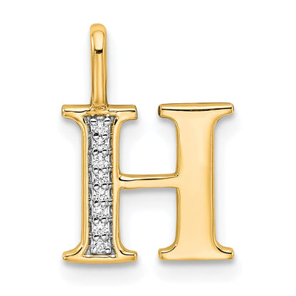 10K Gelbgold 10K Diamant Buchstabe H Initiale Anhänger