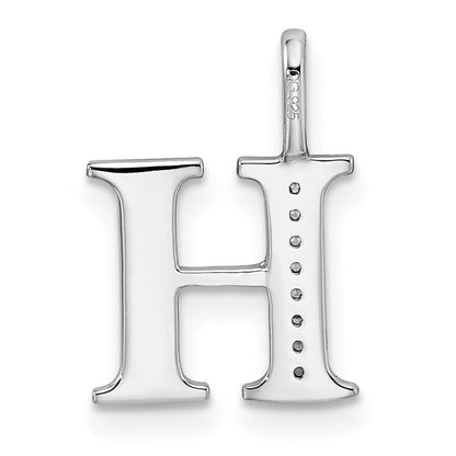 14K Weißgold Anhänger mit echtem Diamant-Buchstaben „H“