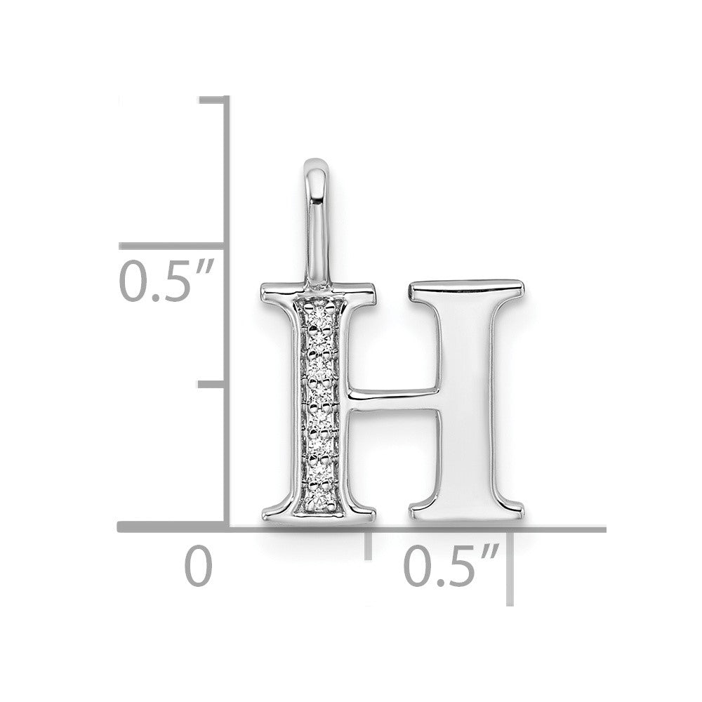 14K Weißgold Anhänger mit echtem Diamant-Buchstaben „H“