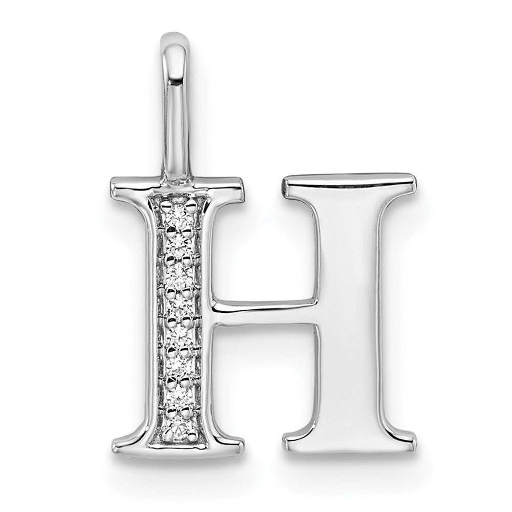 14K Weißgold Anhänger mit echtem Diamant-Buchstaben „H“