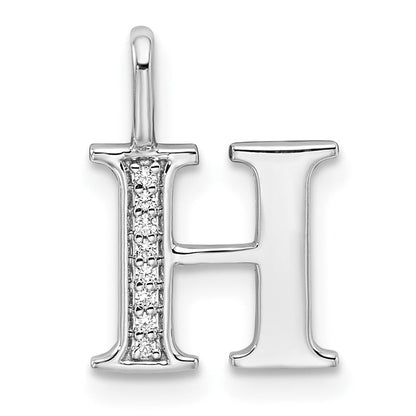 14K Weißgold Anhänger mit echtem Diamant-Buchstaben „H“