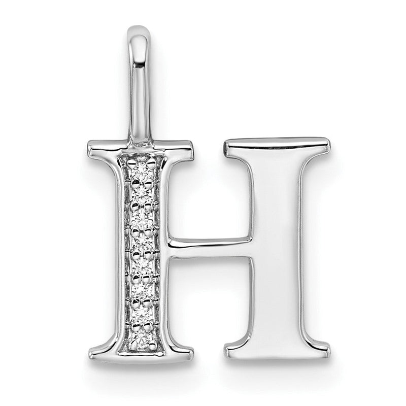 14K Weißgold Anhänger mit echtem Diamant-Buchstaben „H“