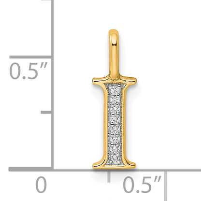 10K Gelbgold 10K Diamant Buchstabe I Initiale Anhänger