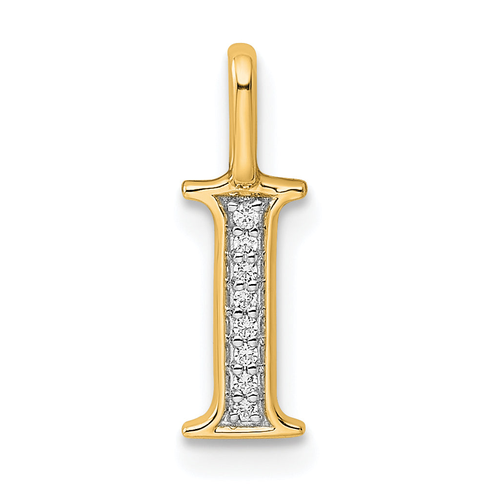 10K Gelbgold 10K Diamant Buchstabe I Initiale Anhänger