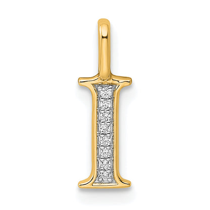 10K Gelbgold 10K Diamant Buchstabe I Initiale Anhänger