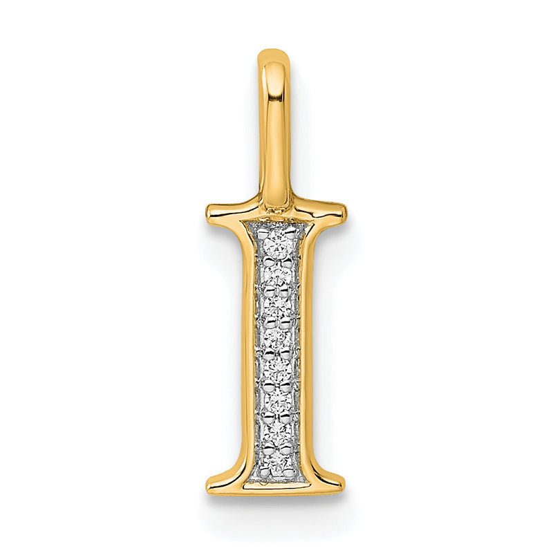 10K Gelbgold 10K Diamant Buchstabe I Initiale Anhänger