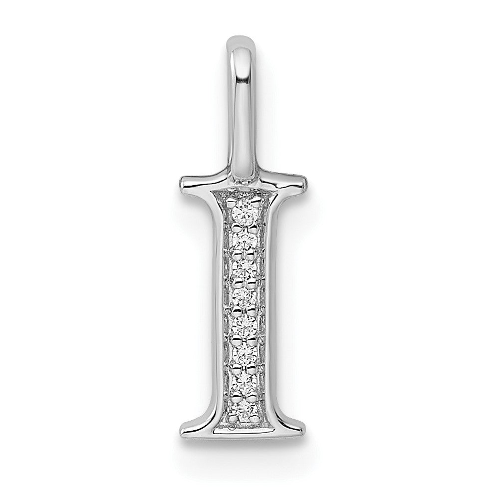 14K Weißgold Anhänger mit echtem Diamant-Initialbuchstaben „I