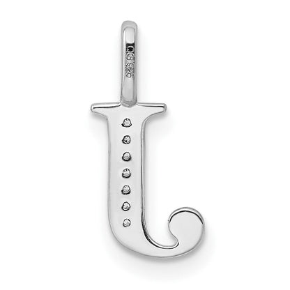 14K Weißgold Anhänger mit echtem Diamant, Buchstabe J