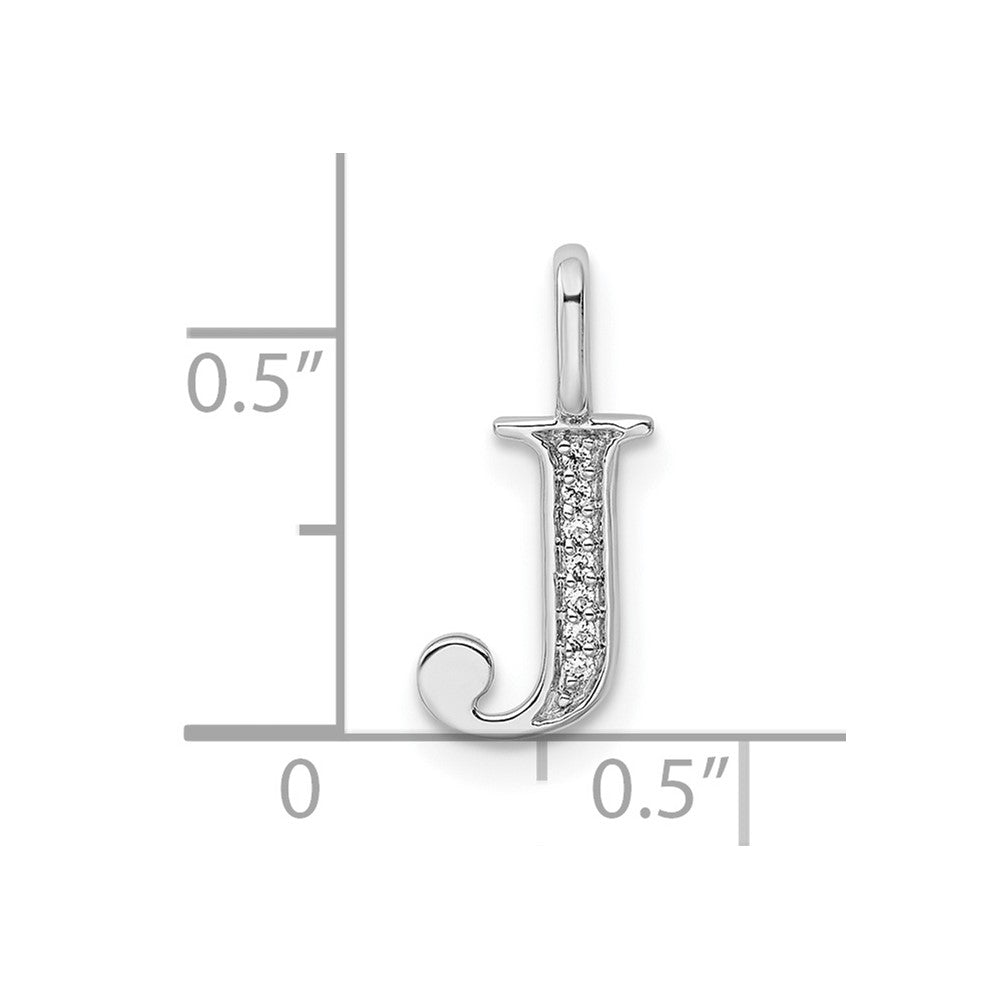 14K Weißgold Anhänger mit echtem Diamant, Buchstabe J