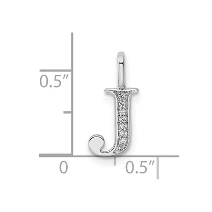 14K Weißgold Anhänger mit echtem Diamant, Buchstabe J
