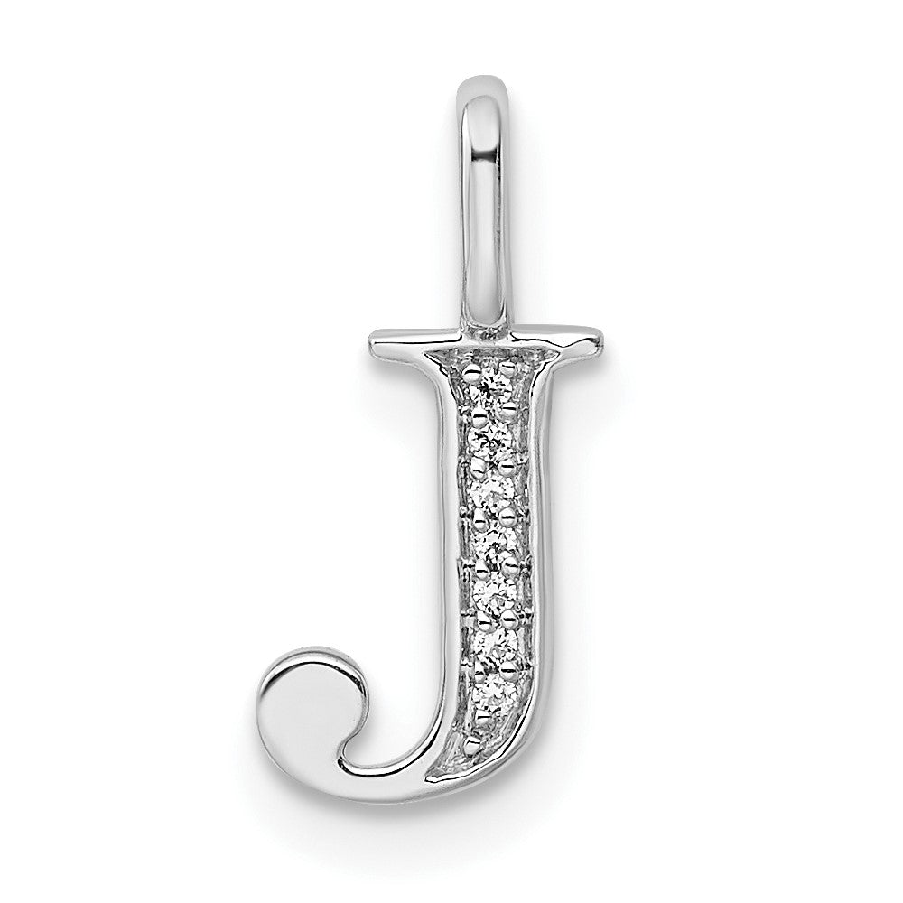 14K Weißgold Anhänger mit echtem Diamant, Buchstabe J