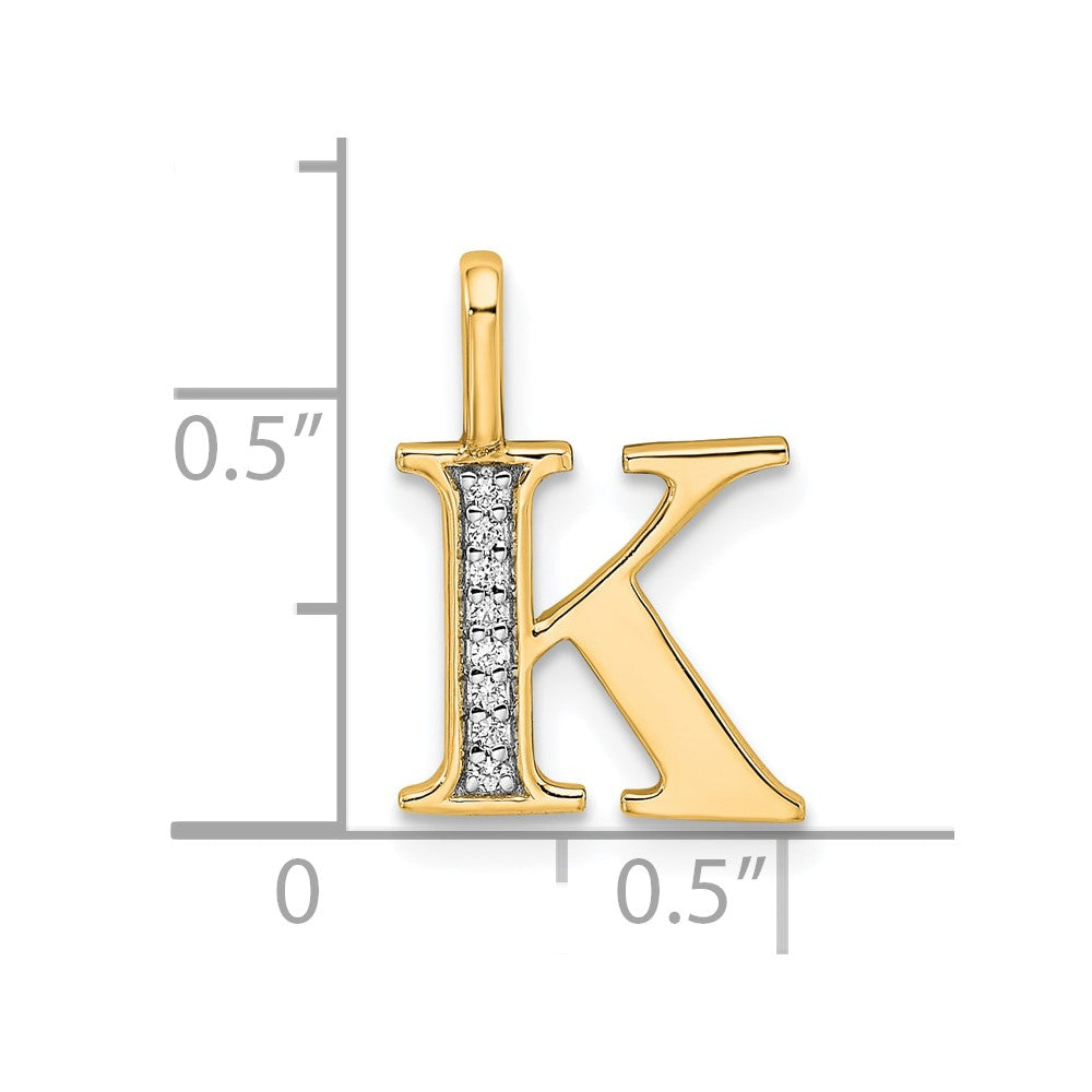 10K Gelbgold 10K Diamant Buchstabe K Initiale Anhänger
