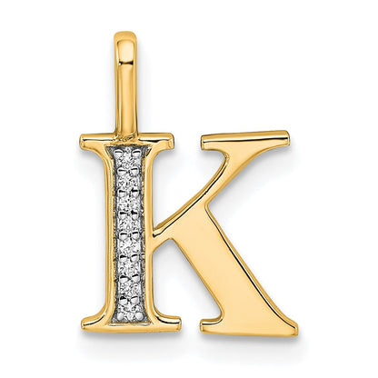 10K Gelbgold 10K Diamant Buchstabe K Initiale Anhänger