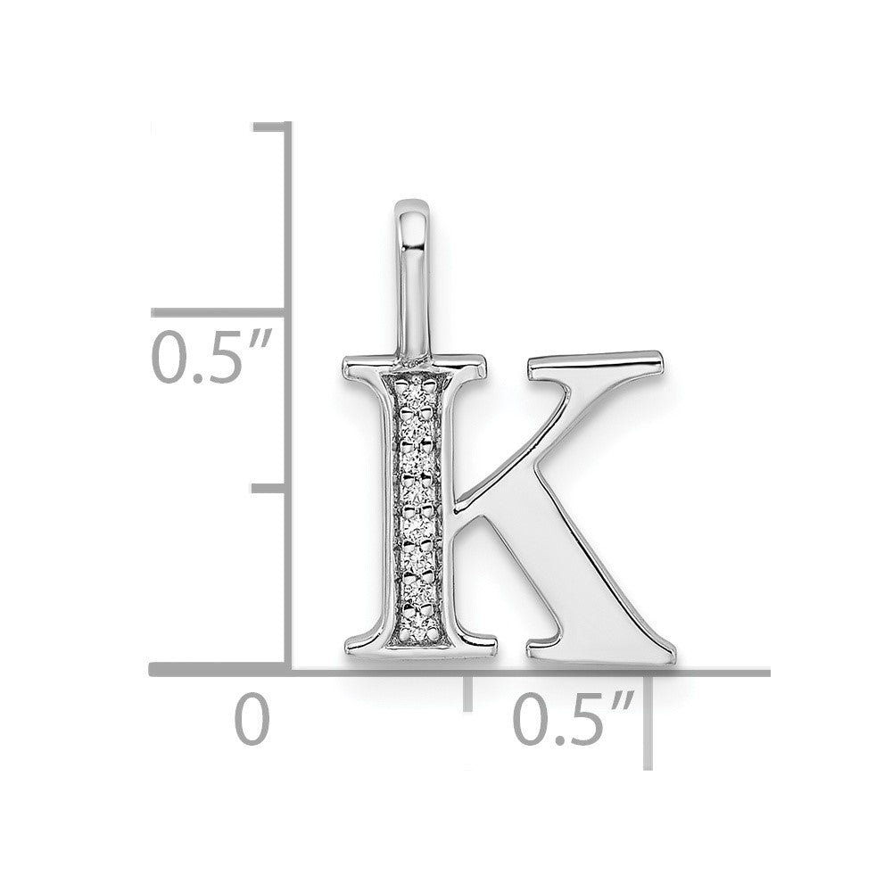 14K Weißgold Anhänger mit echtem Diamant-Buchstaben „K