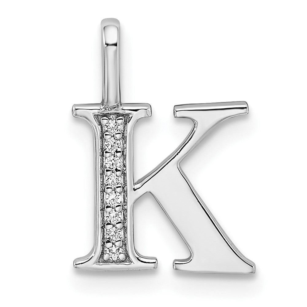 14K Weißgold Anhänger mit echtem Diamant-Buchstaben „K