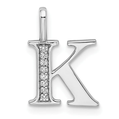 14K Weißgold Anhänger mit echtem Diamant-Buchstaben „K