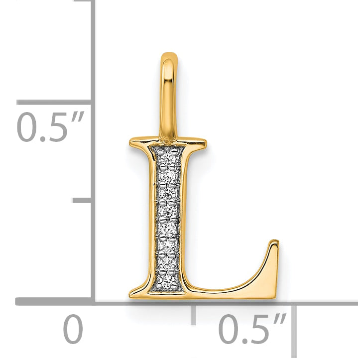 10K Gelbgold 10K Diamant Buchstabe L Initiale Anhänger