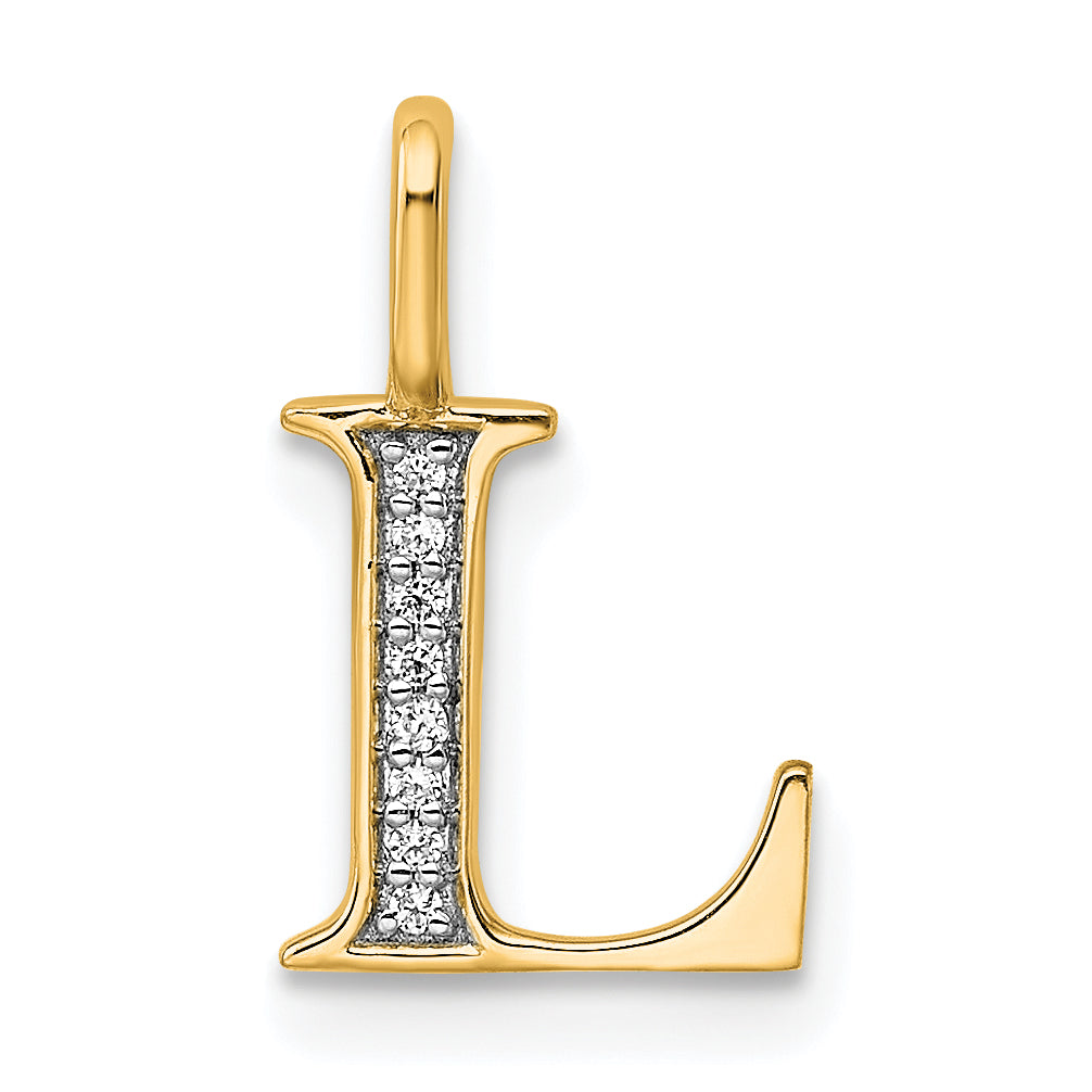 10K Gelbgold 10K Diamant Buchstabe L Initiale Anhänger