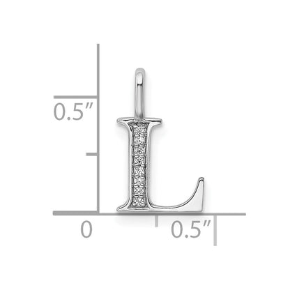 14K Weißgold Anhänger mit echtem Diamant-Buchstaben „L" (Initial)