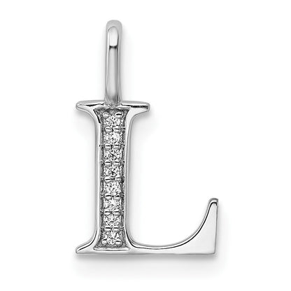 14K Weißgold Anhänger mit echtem Diamant-Buchstaben „L" (Initial)