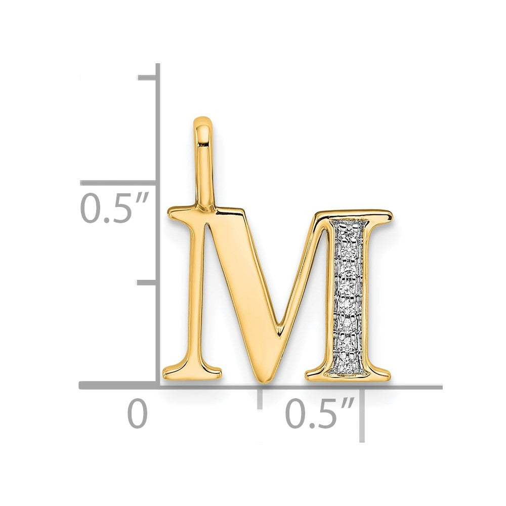 10K Gelbgold 10K Diamant Buchstabe M Initiale Anhänger