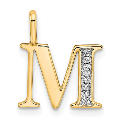 10K Gelbgold 10K Diamant Buchstabe M Initiale Anhänger