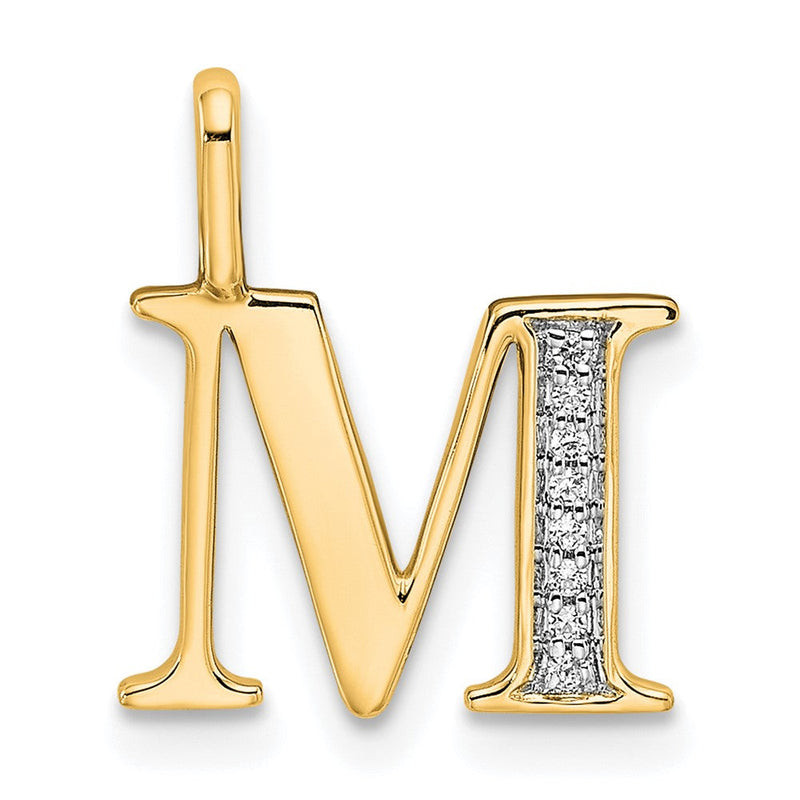 10K Gelbgold 10K Diamant Buchstabe M Initiale Anhänger