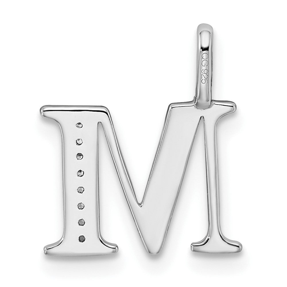 14K Weißgold Echter Diamant Buchstabe M Initial-Anhänger