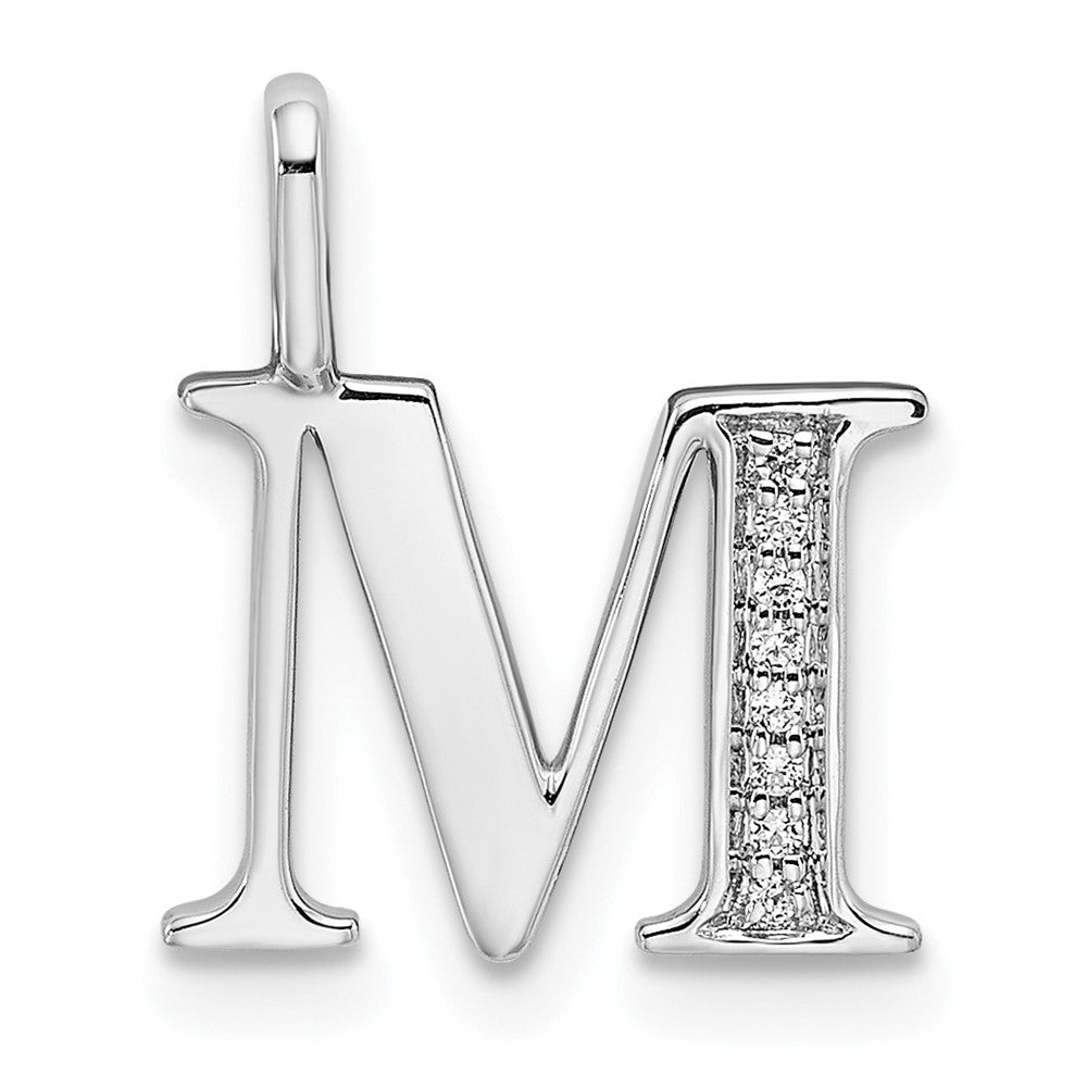 14K Weißgold Echter Diamant Buchstabe M Initial-Anhänger