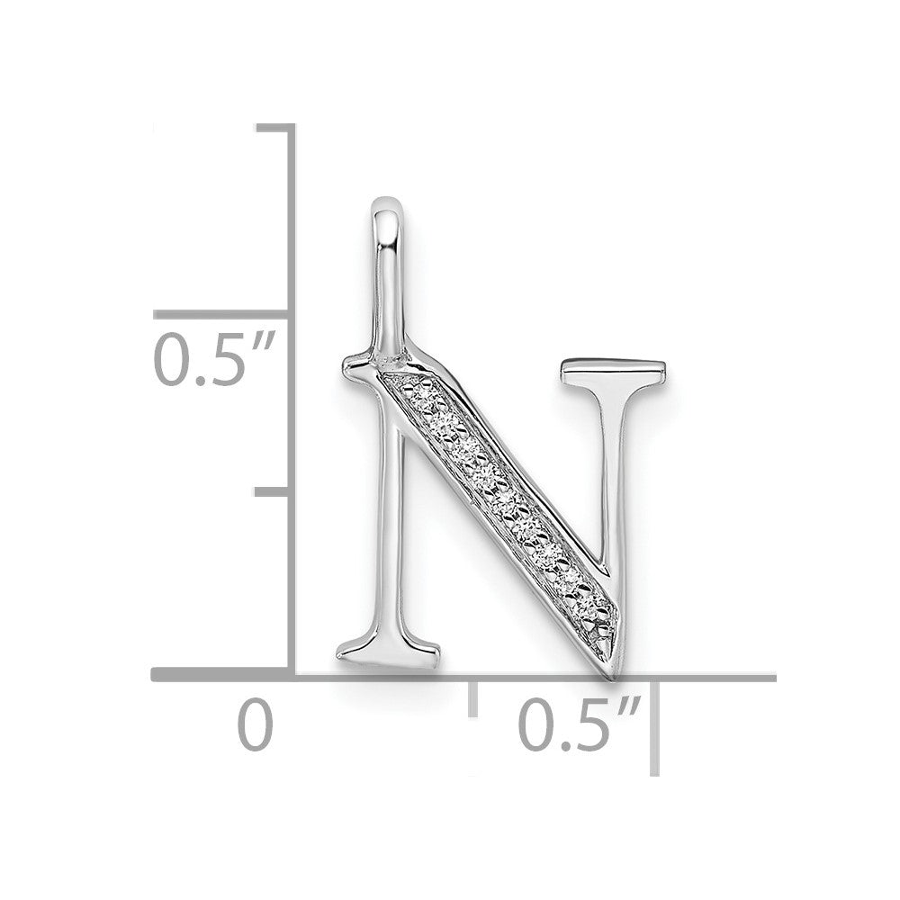 14K Weißgold Anhänger mit echtem Diamanten Buchstabe N Initial