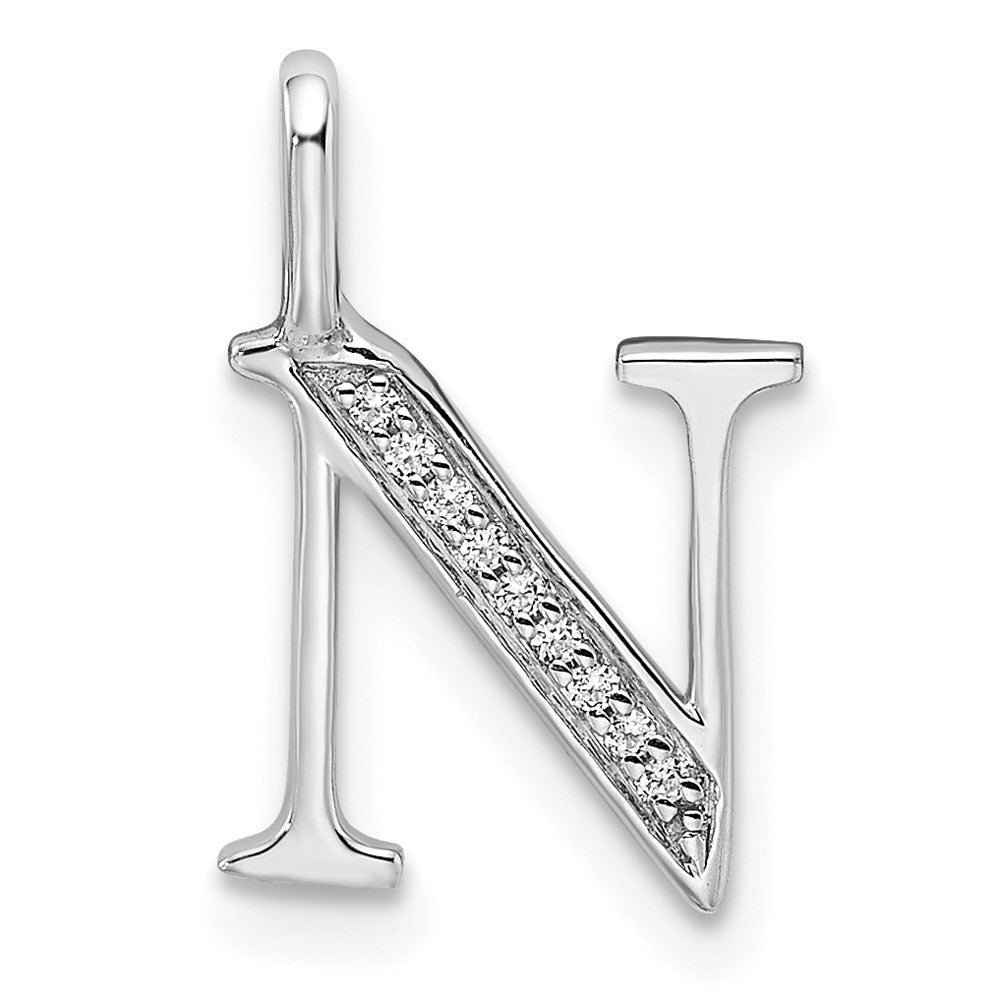 14K Weißgold Anhänger mit echtem Diamanten Buchstabe N Initial