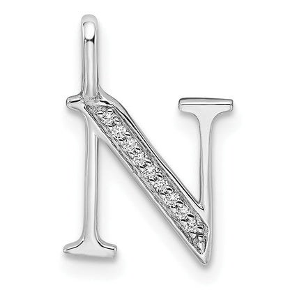 14K Weißgold Anhänger mit echtem Diamanten Buchstabe N Initial