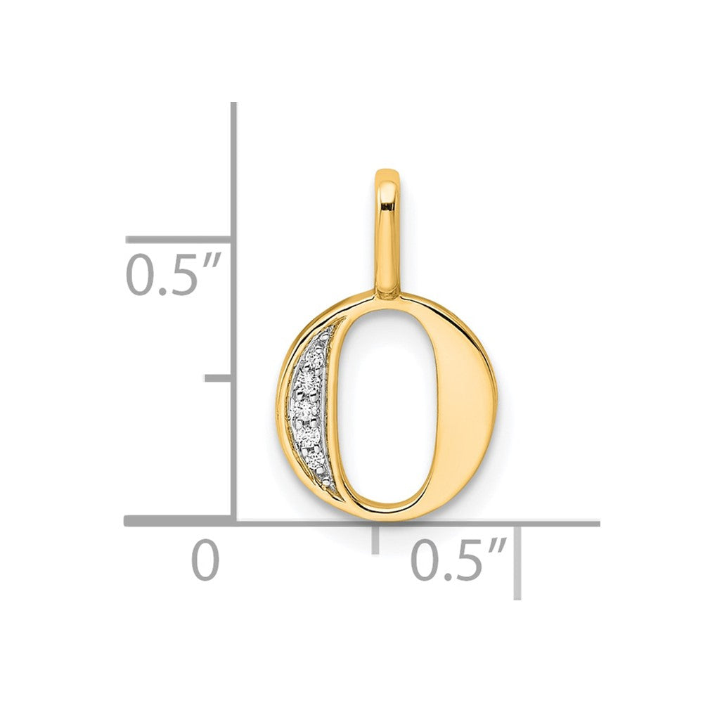 10K Gelbgold 10K Diamant Buchstabe O Initiale Anhänger