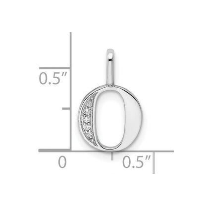 14K Weißgold Anhänger mit echten Diamanten, Initial-Buchstabe O