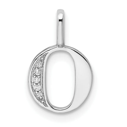 14K Weißgold Anhänger mit echten Diamanten, Initial-Buchstabe O