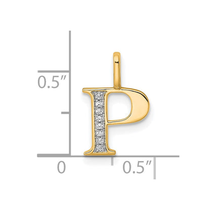 10K Gelbgold 10K Diamant Buchstabe P Initiale Anhänger