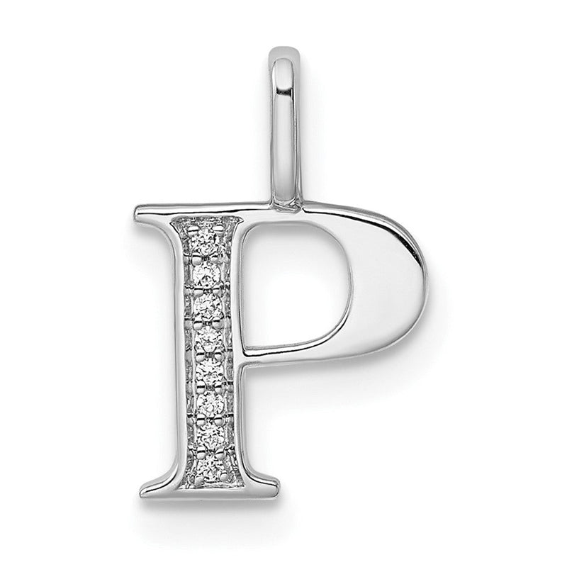 14K Weißgold Anhänger mit echtem Diamant, Buchstabe P